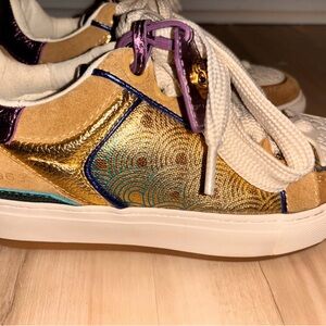 Kurt Geiger Metallic Gold and Purple Sneakers